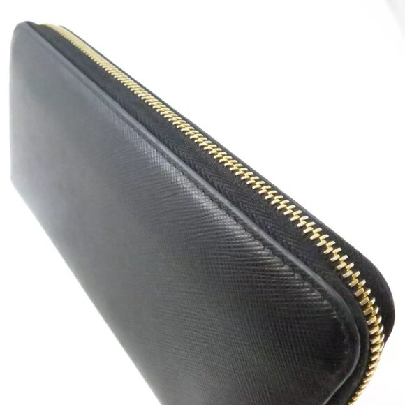 PRADA Saffiano Triang Zippy Round Wallet Black - Picture 6 of 12